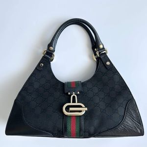 GUCCI
Monogram Web Junco Shoulder Bag Black